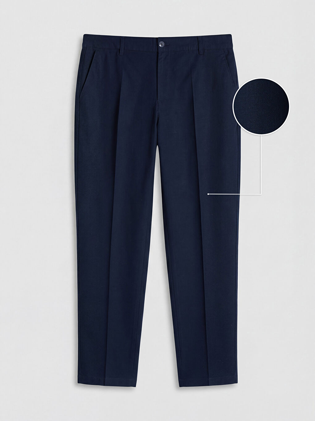 Regular Fit Linen-Look Men's Pleated Trousers-2