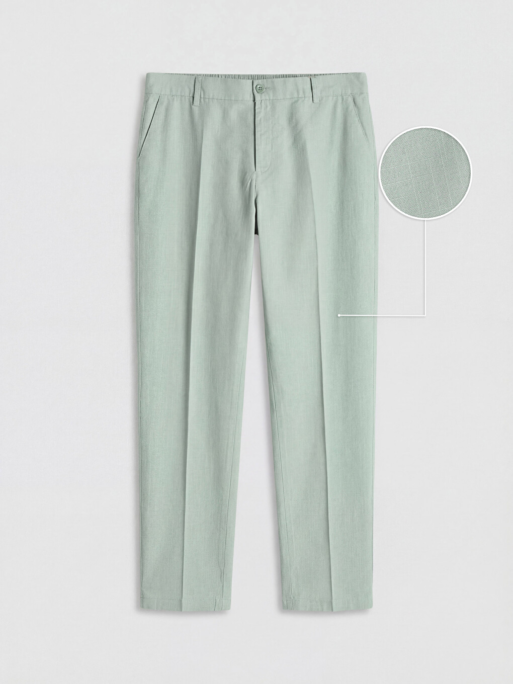 Regular Fit Muške Pantalone Sa Naborima Od Materijala Sa Izgledom Lana-2