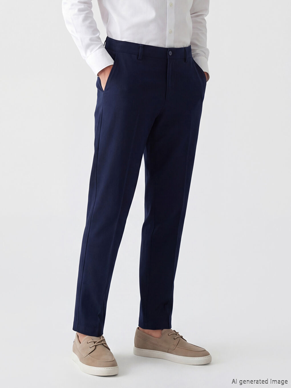 Regular Fit Linen-Look Men's Pleated Trousers-1