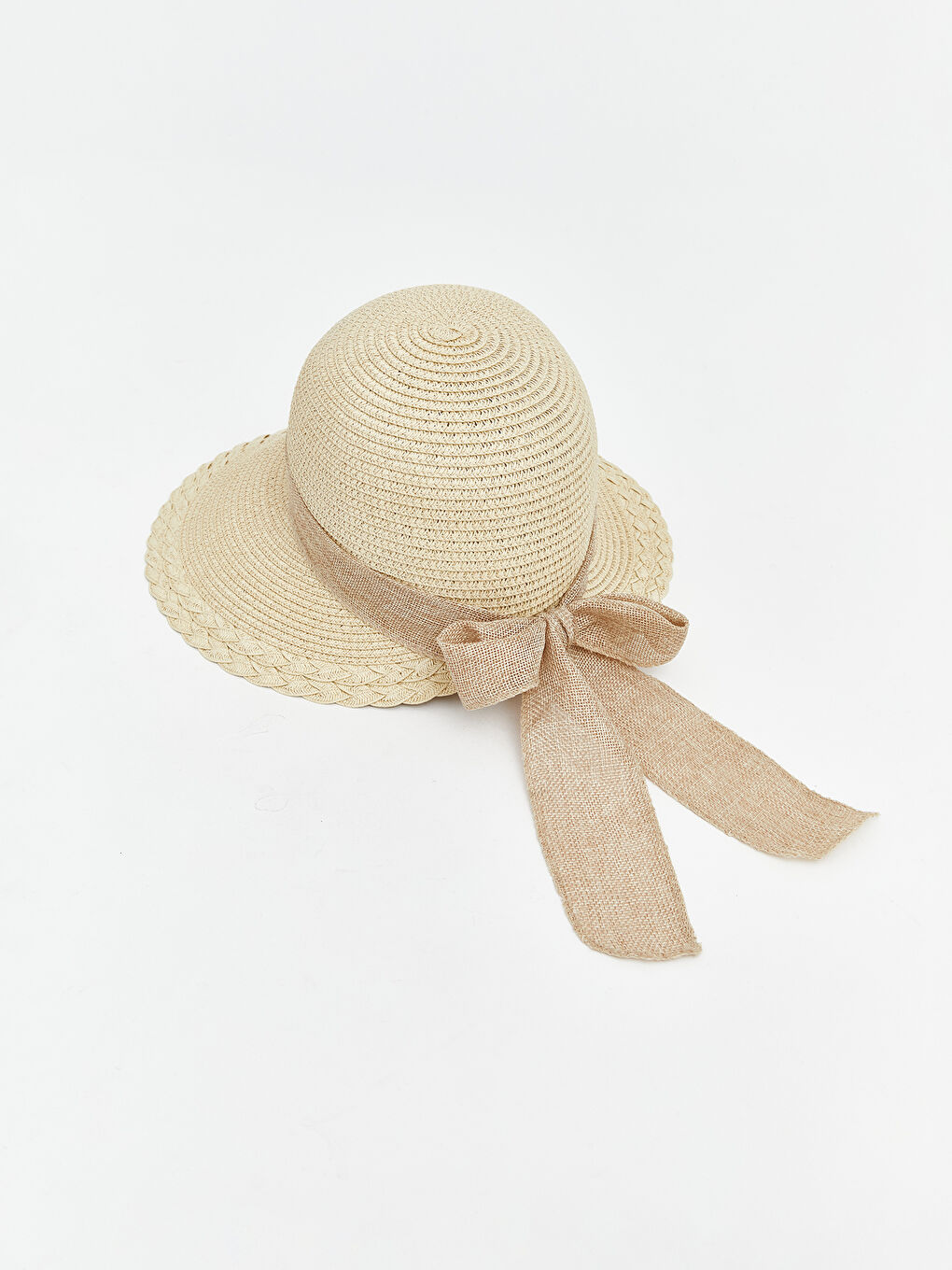 Bej Kadın Hasır Bucket Şapka-1
