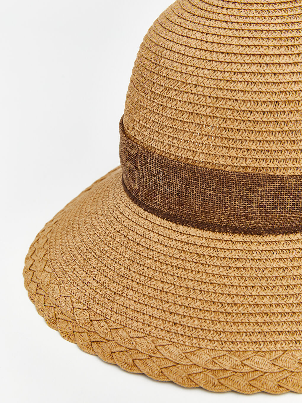 Bej Kadın Hasır Bucket Şapka-2