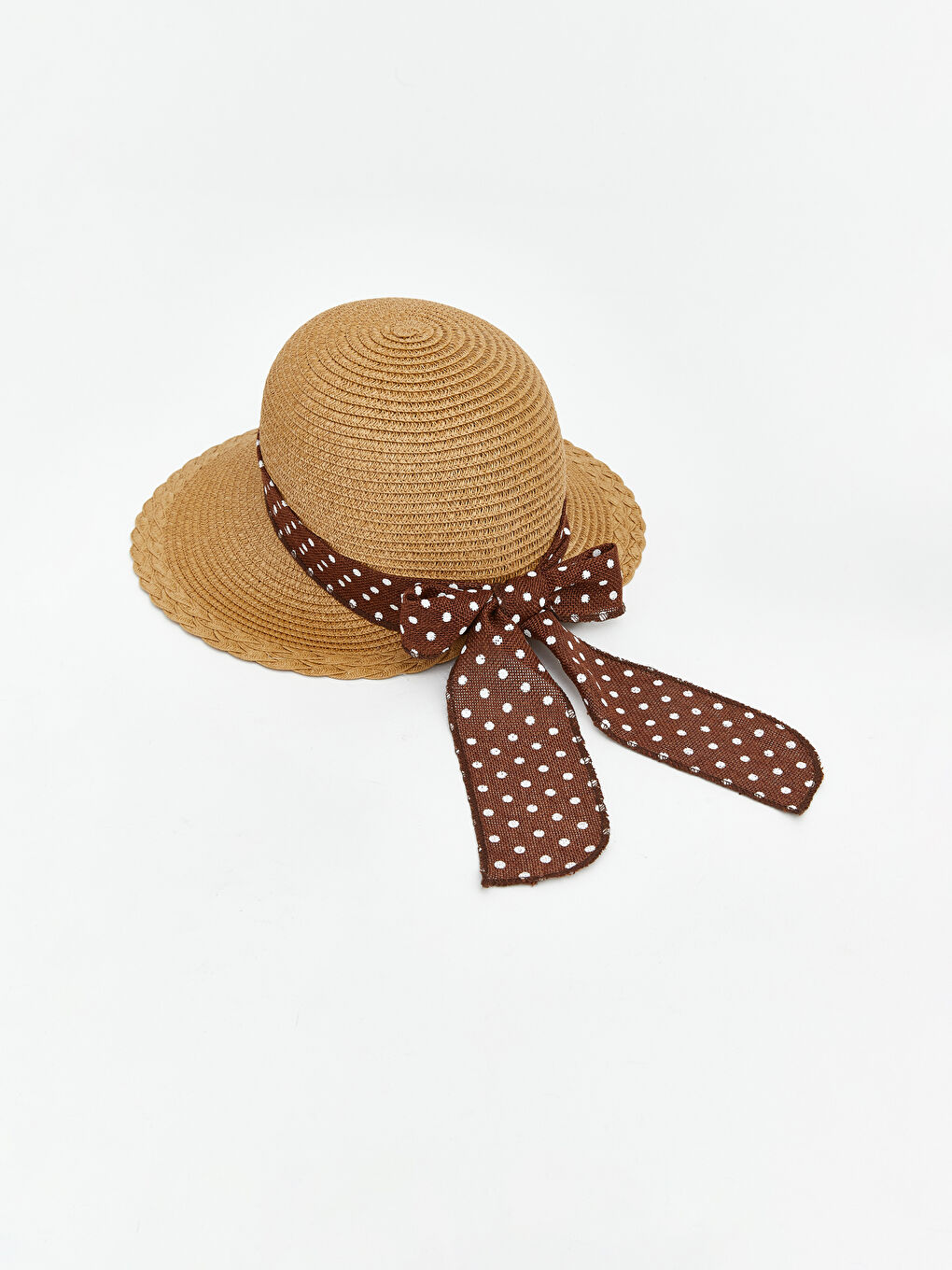 Bej Kadın Hasır Bucket Şapka-1