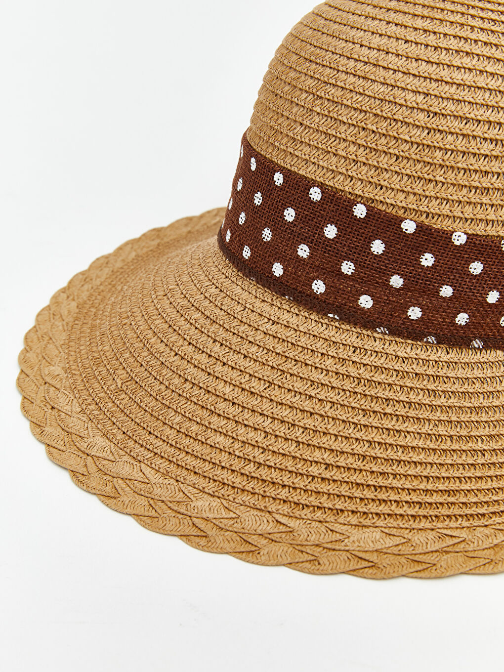 Bej Kadın Hasır Bucket Şapka-2