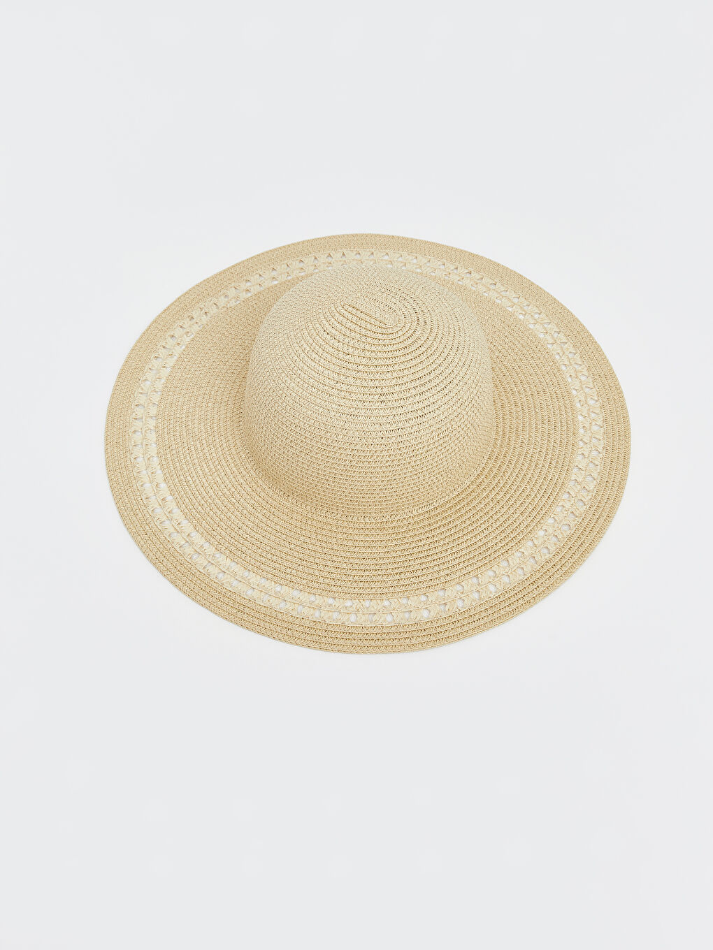 Bej Kadın Hasır Fötr Şapka -1