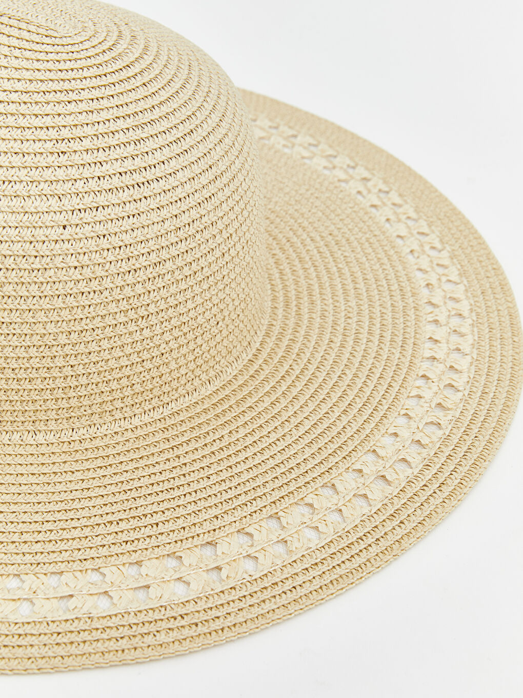 Bej Kadın Hasır Fötr Şapka -2