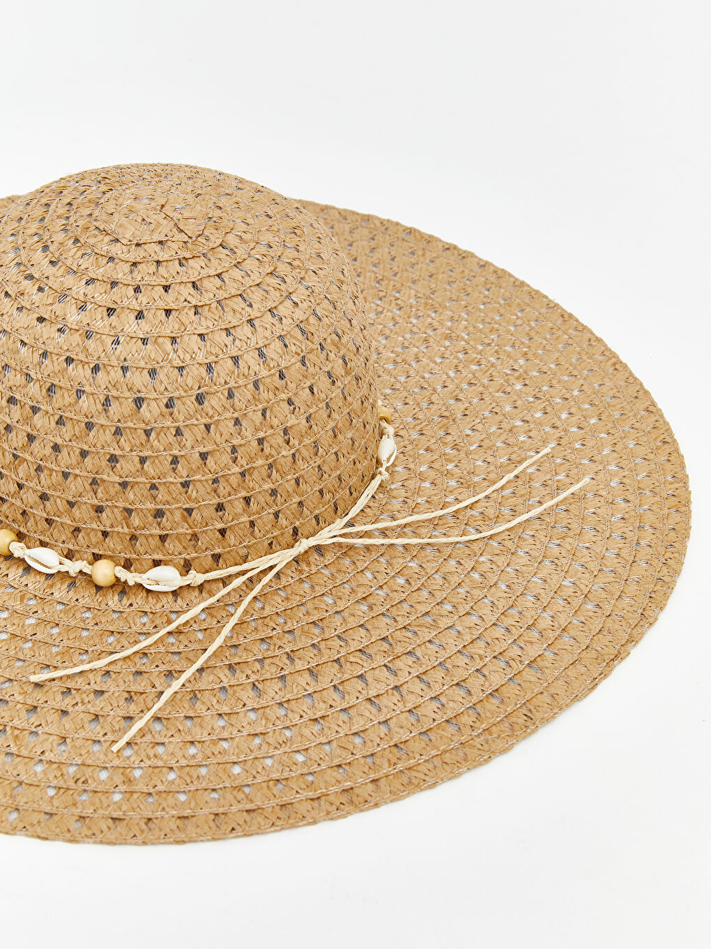 Bej Kadın Hasır Şapka-1