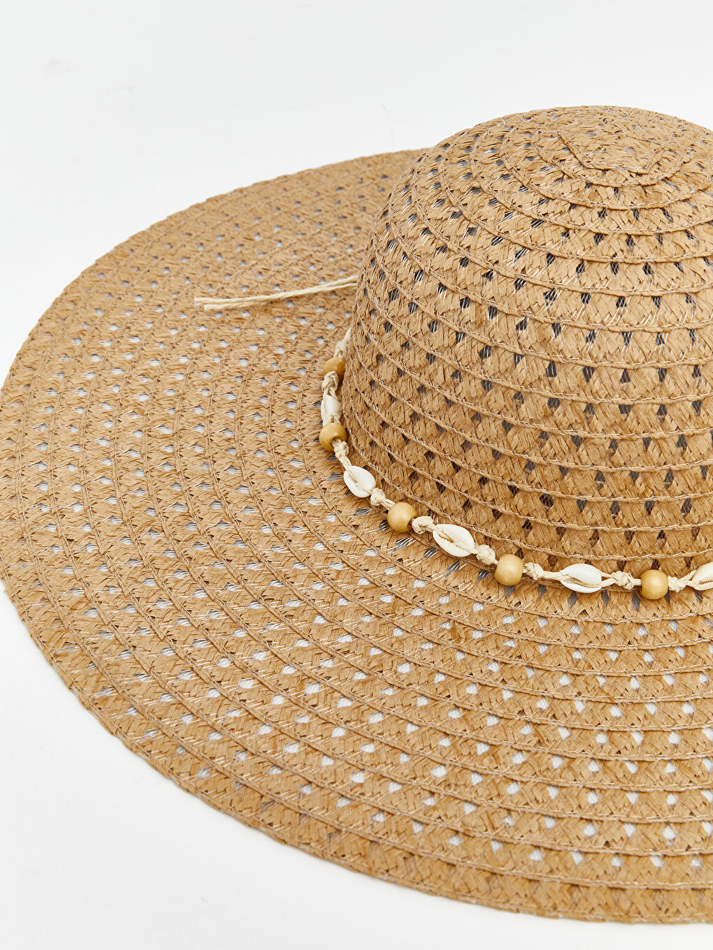 Bej Kadın Hasır Şapka-2