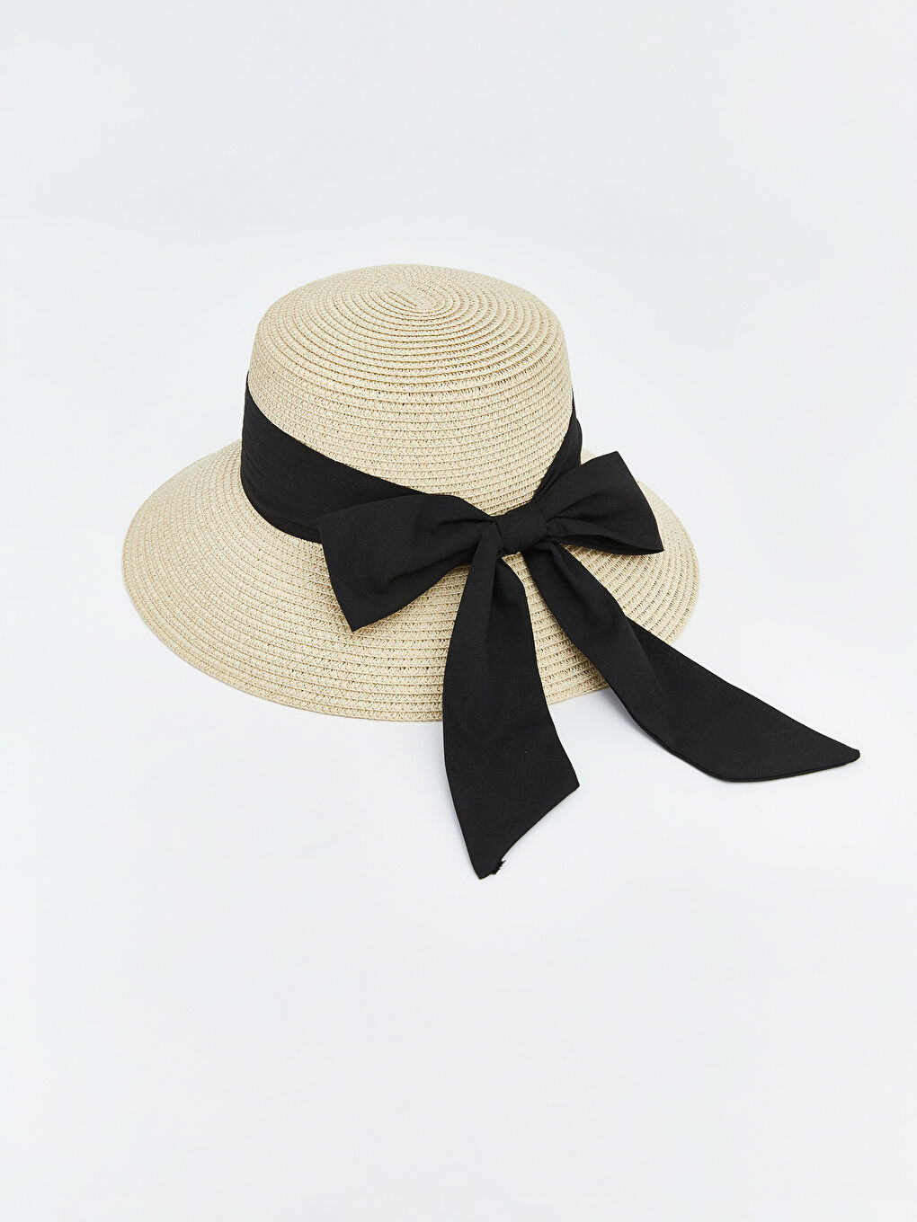 Bej Kadın Hasır Fötr Şapka-1