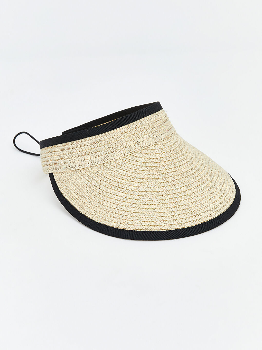 Bej Kadın Hasır Vizor Şapka-1