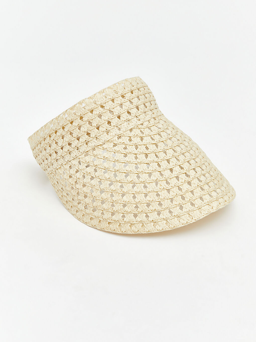 Bej Kadın Hasır Vizör Şapka-1