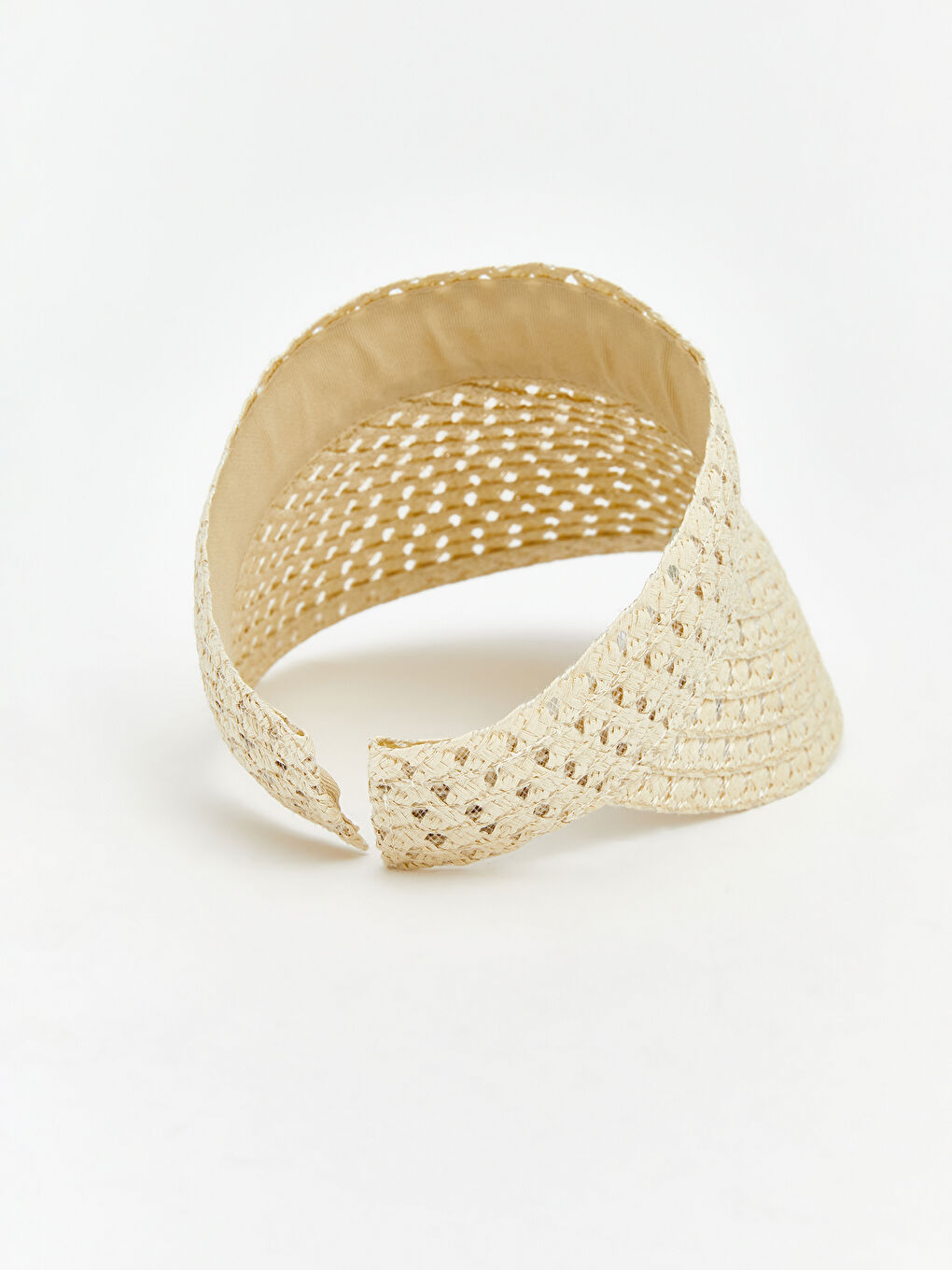 Bej Kadın Hasır Vizör Şapka-2