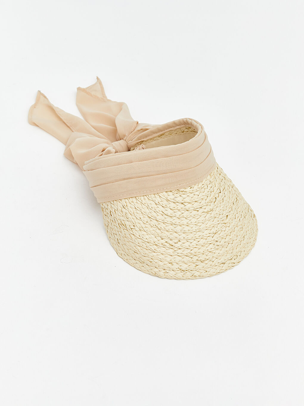 Bej Kadın Hasır Vizör Şapka-1