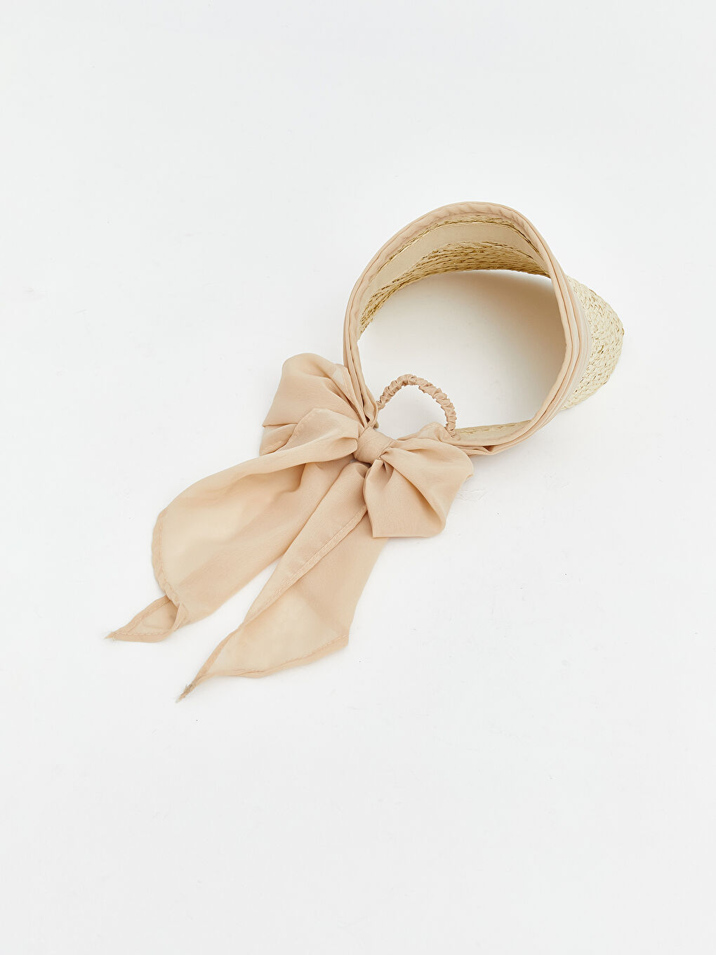 Bej Kadın Hasır Vizör Şapka-2