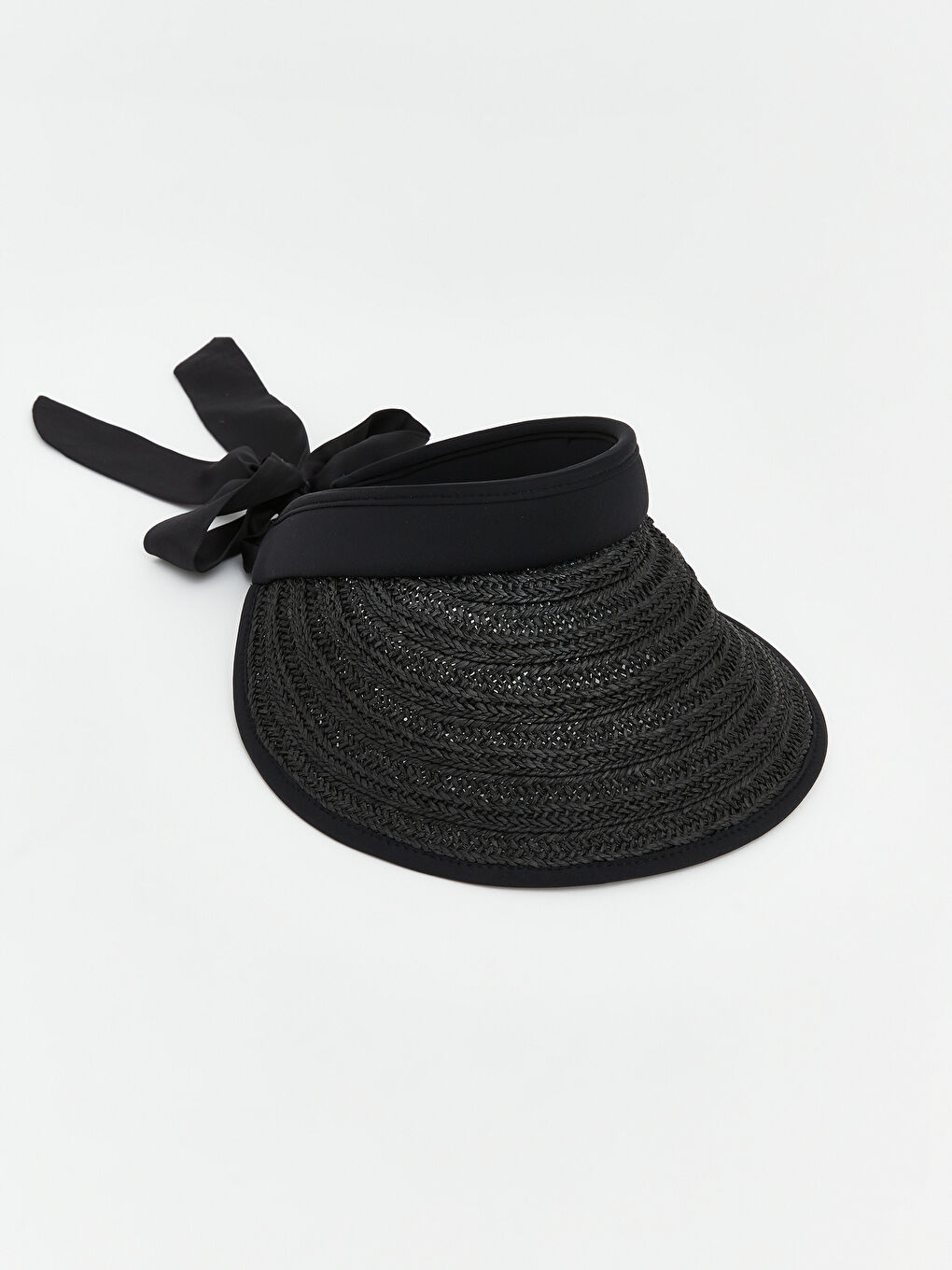 Siyah Kadın Hasır Vizör Şapka