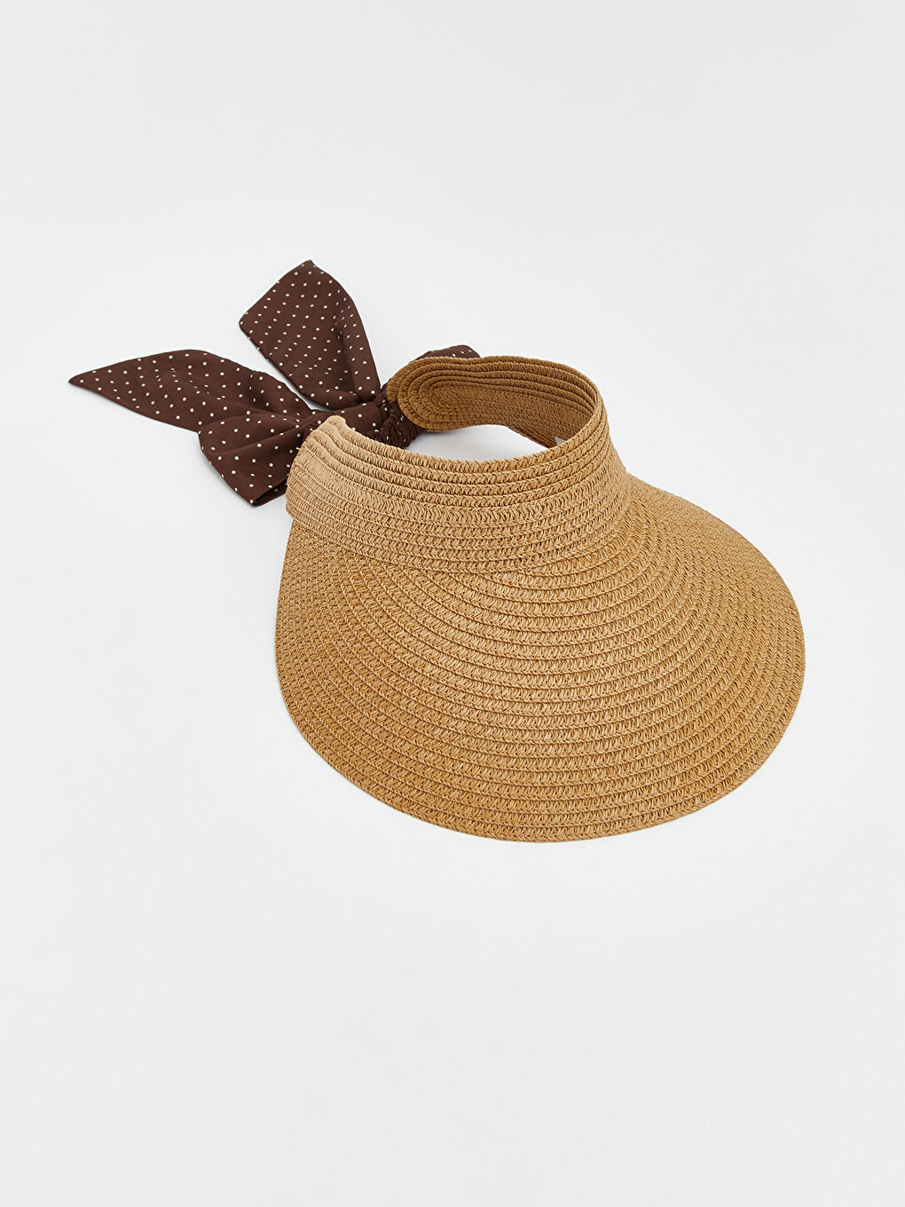 Bej Kadın Hasır Vizör Şapka-1