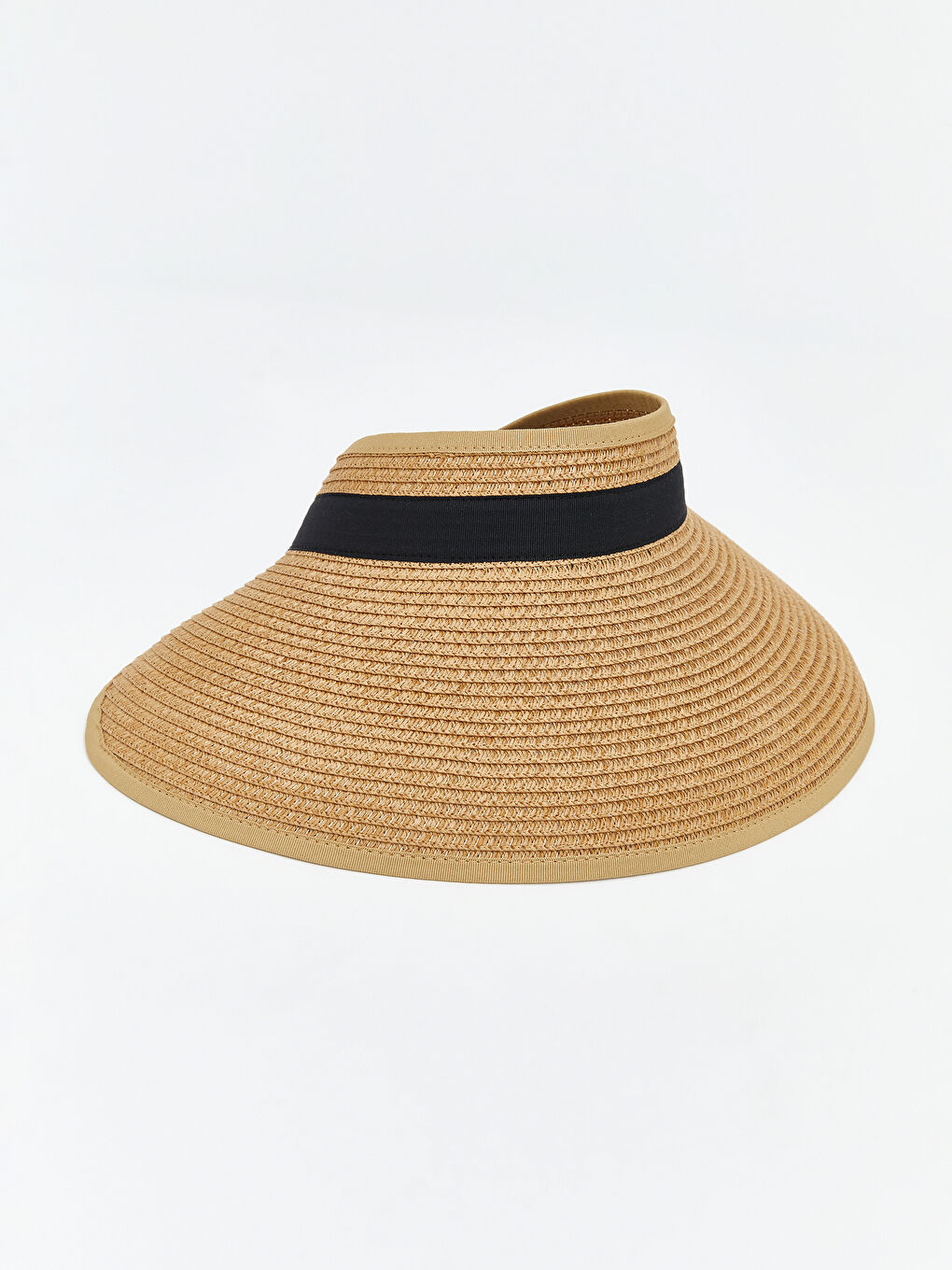 Bej Kadın Hasır Vizör Şapka -1