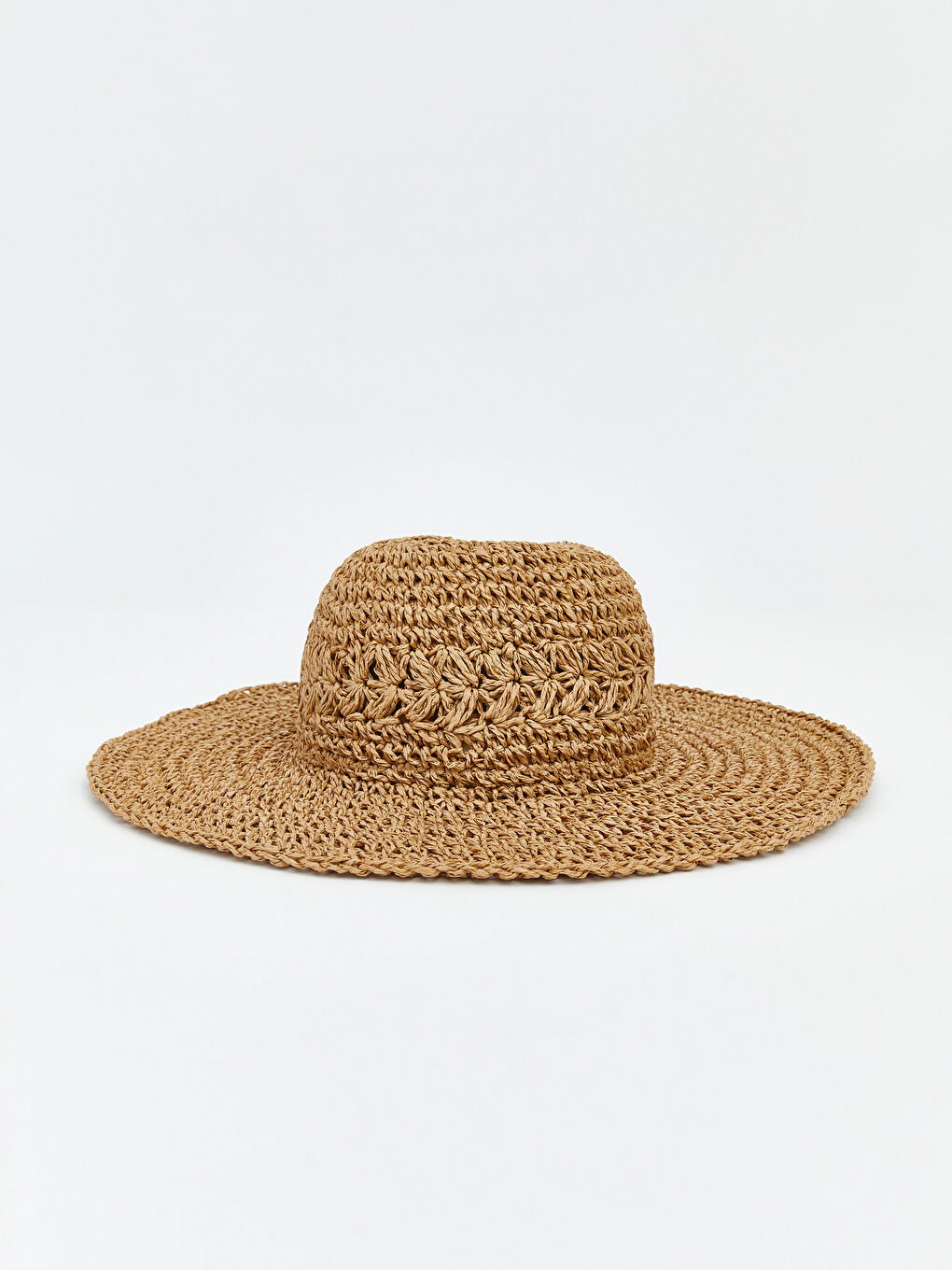 Bej Kadın Hasır Fötr Şapka 