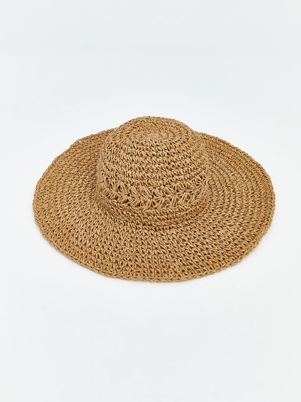 Bej Kadın Hasır Fötr Şapka -1