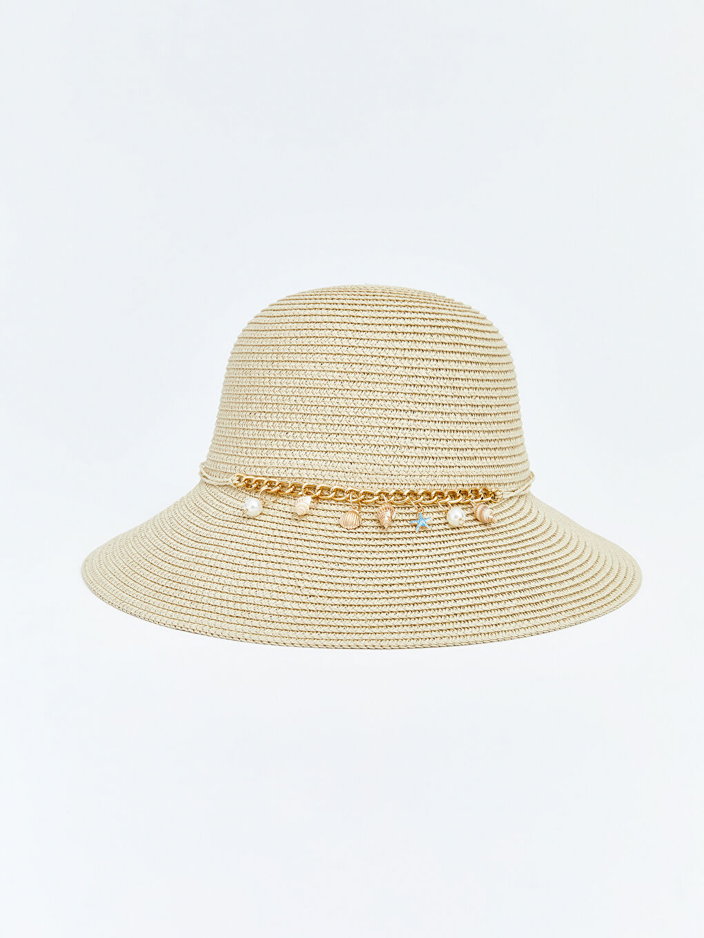 Bej Aksesuarlı Kadın Hasır Şapka