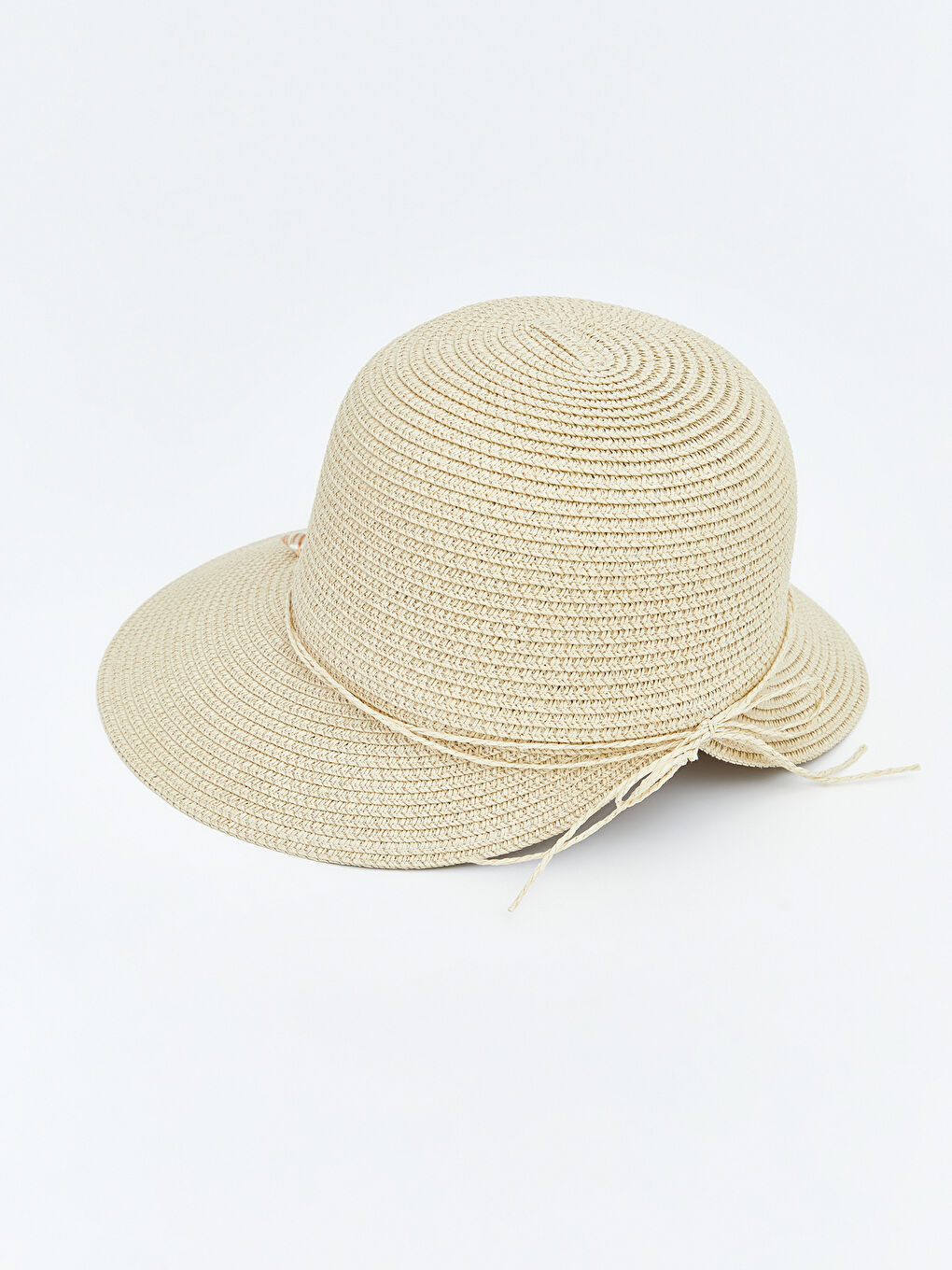 Bej Aksesuarlı Kadın Hasır Şapka-1