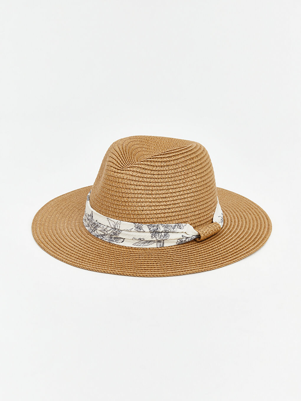 Bej Aksesuar Detaylı Kadın Hasır Şapka-1