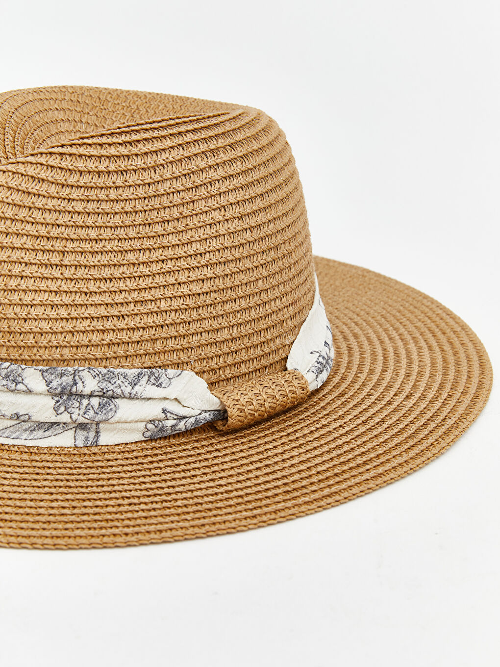 Bej Aksesuar Detaylı Kadın Hasır Şapka-2