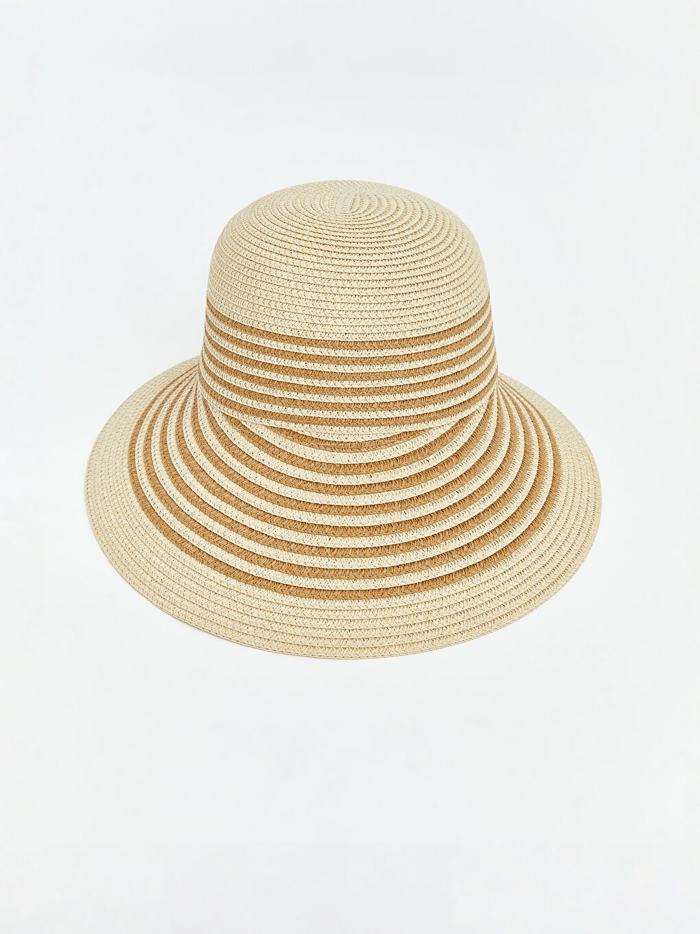 Bej Çizgili Kadın Vizör Şapka -1