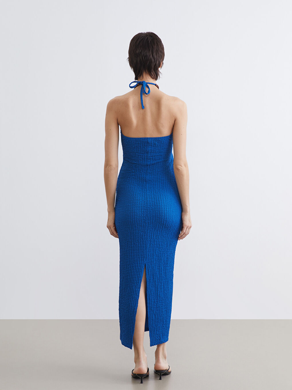 Halter Neck Textured Dress-3