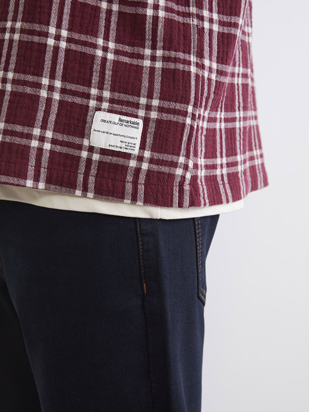 Bordo Regular Fit Ekose Erkek Gömlek-2