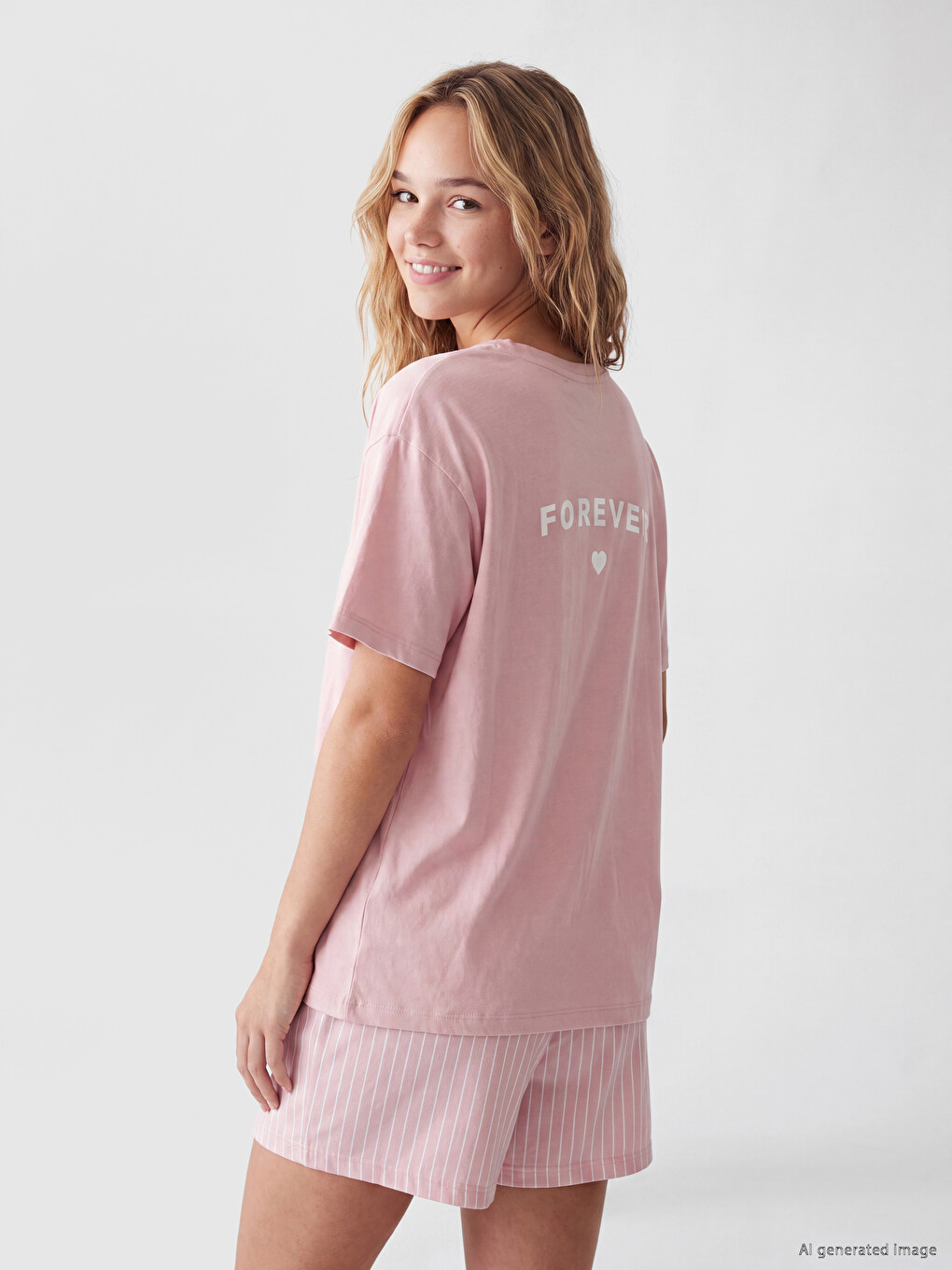Crew Neck Striped Women's Shortie Pyjama Set