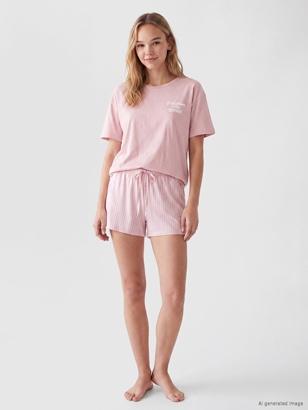 Crew Neck Striped Women's Shortie Pyjama Set-1