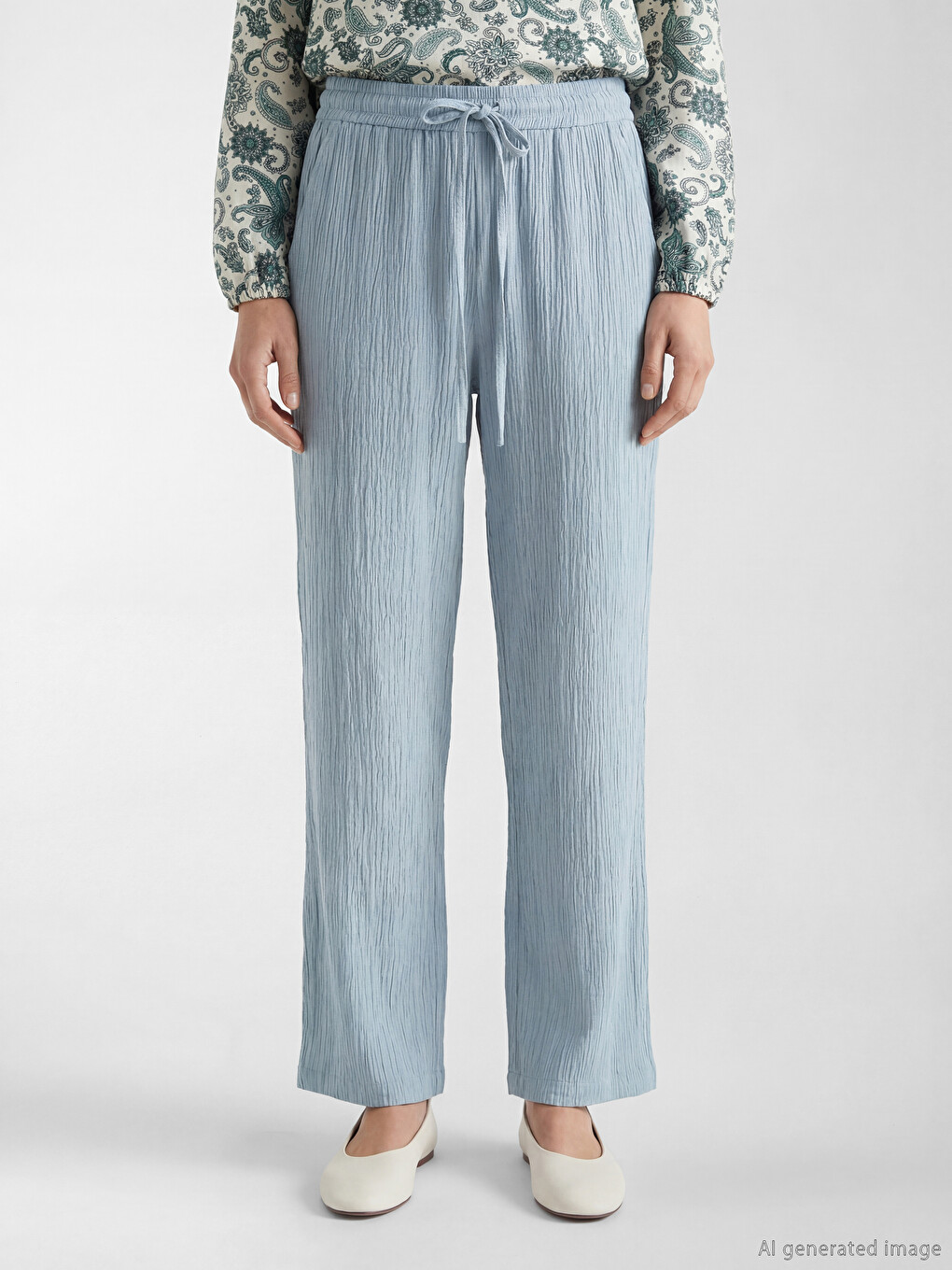 Elastische Taille Strukturierte Damenhose-1