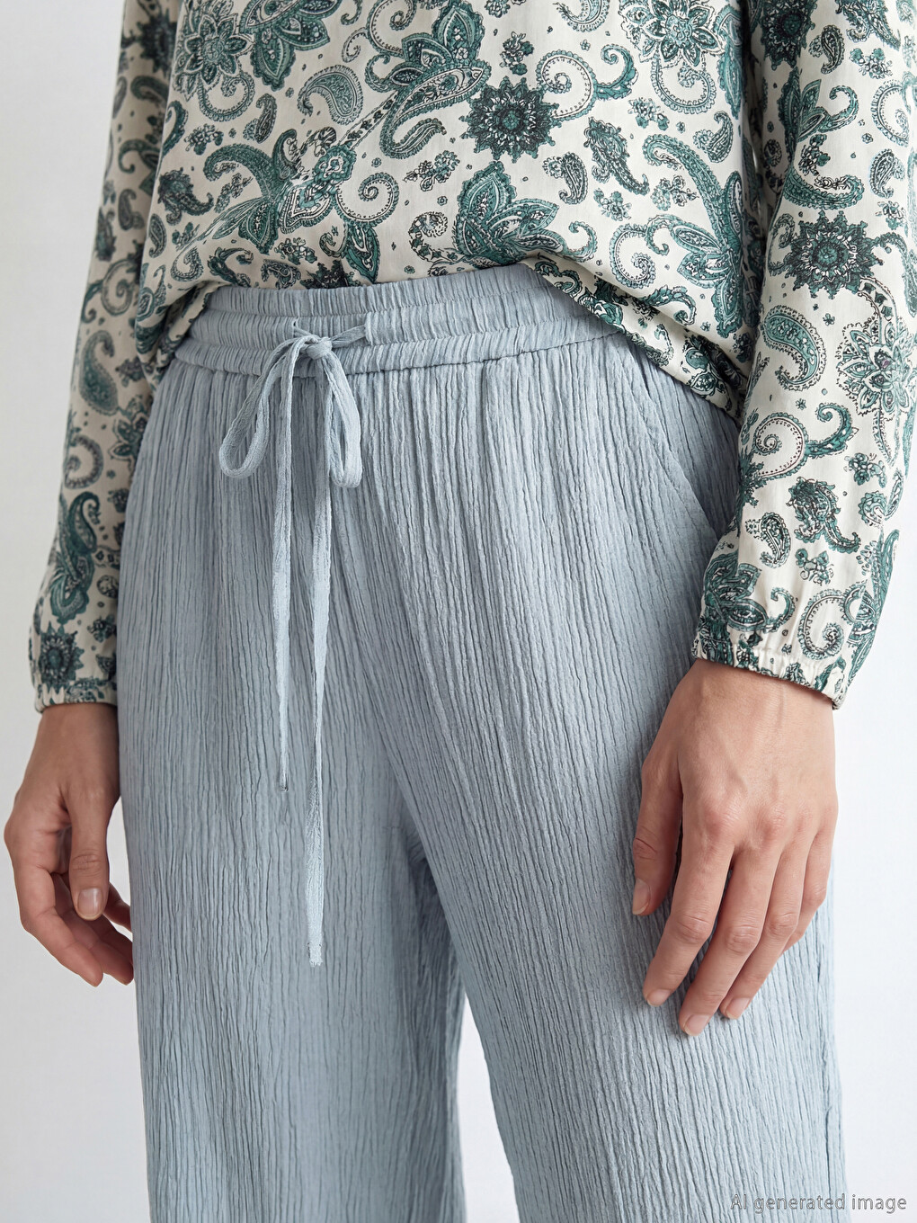 Elastische Taille Strukturierte Damenhose-2