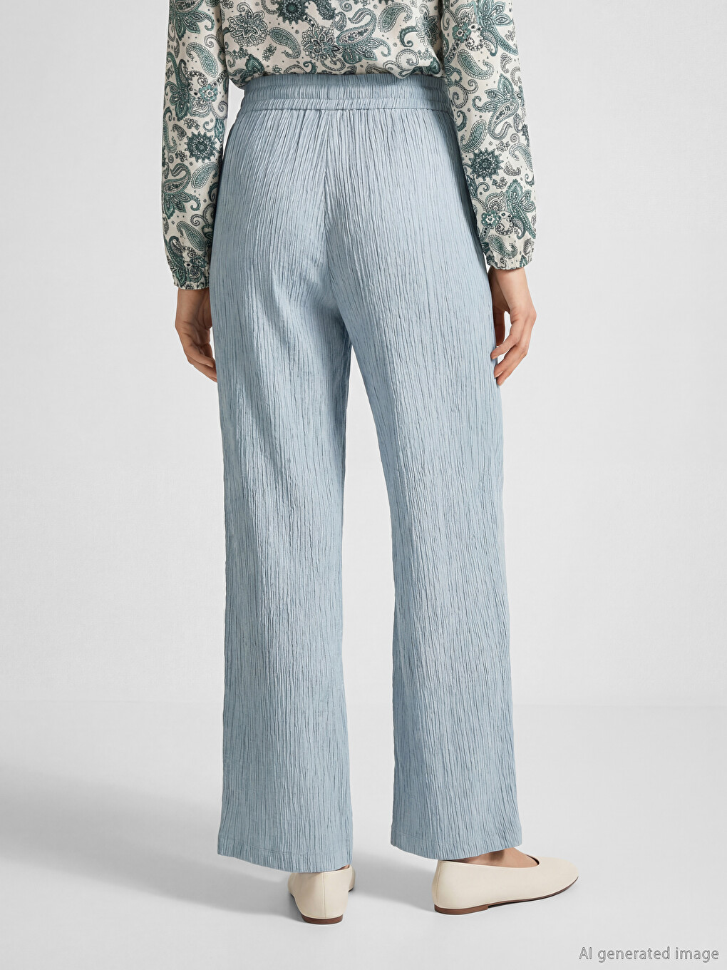 Elastische Taille Strukturierte Damenhose-3