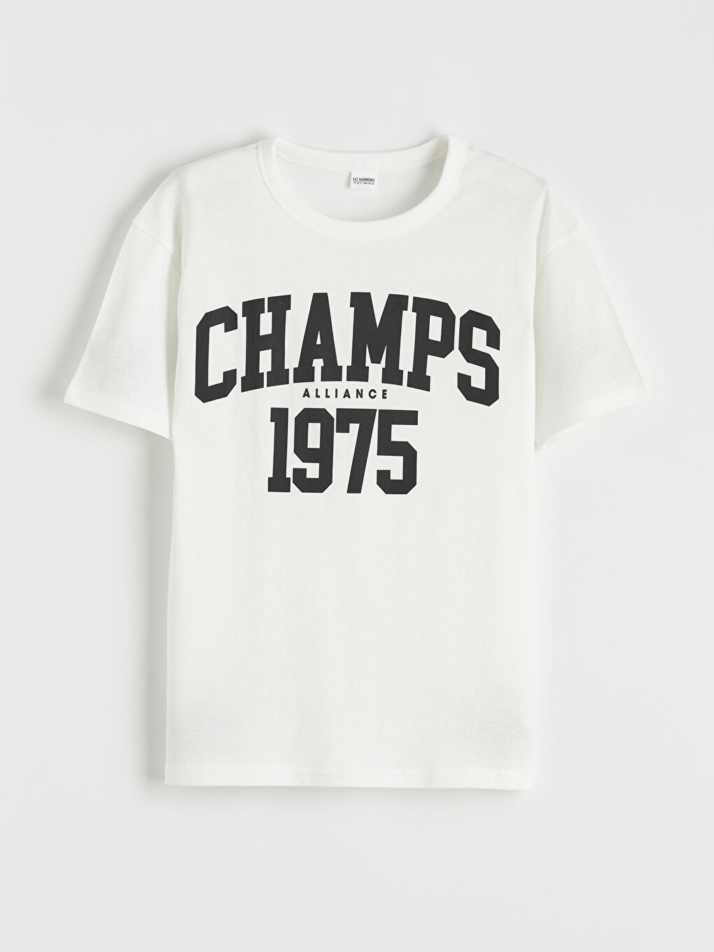 Ekru Bisiklet Yaka Baskılı Erkek Çocuk Tişört