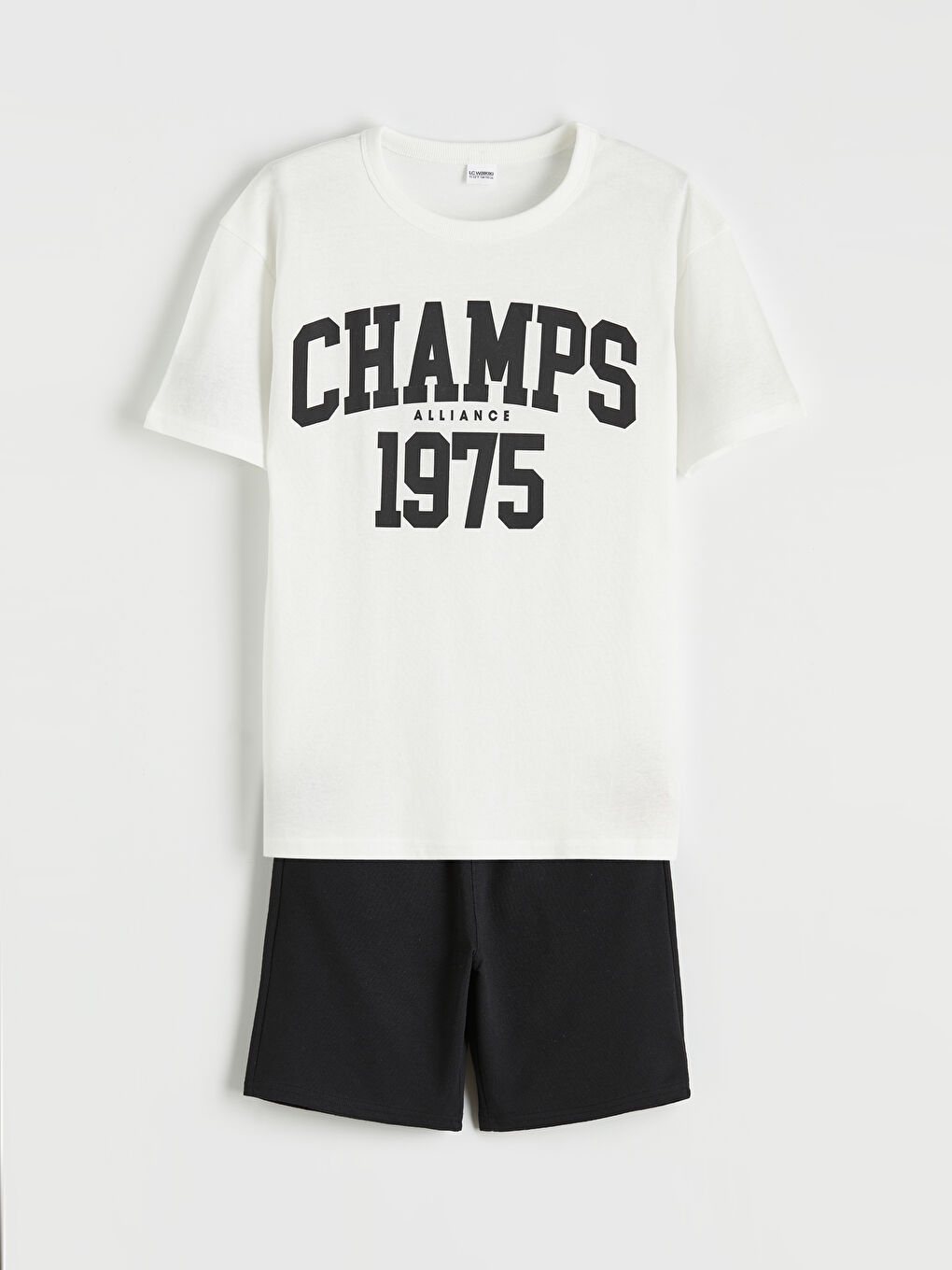 Ekru Erkek Çocuk Baskılı Tişört ve Şort