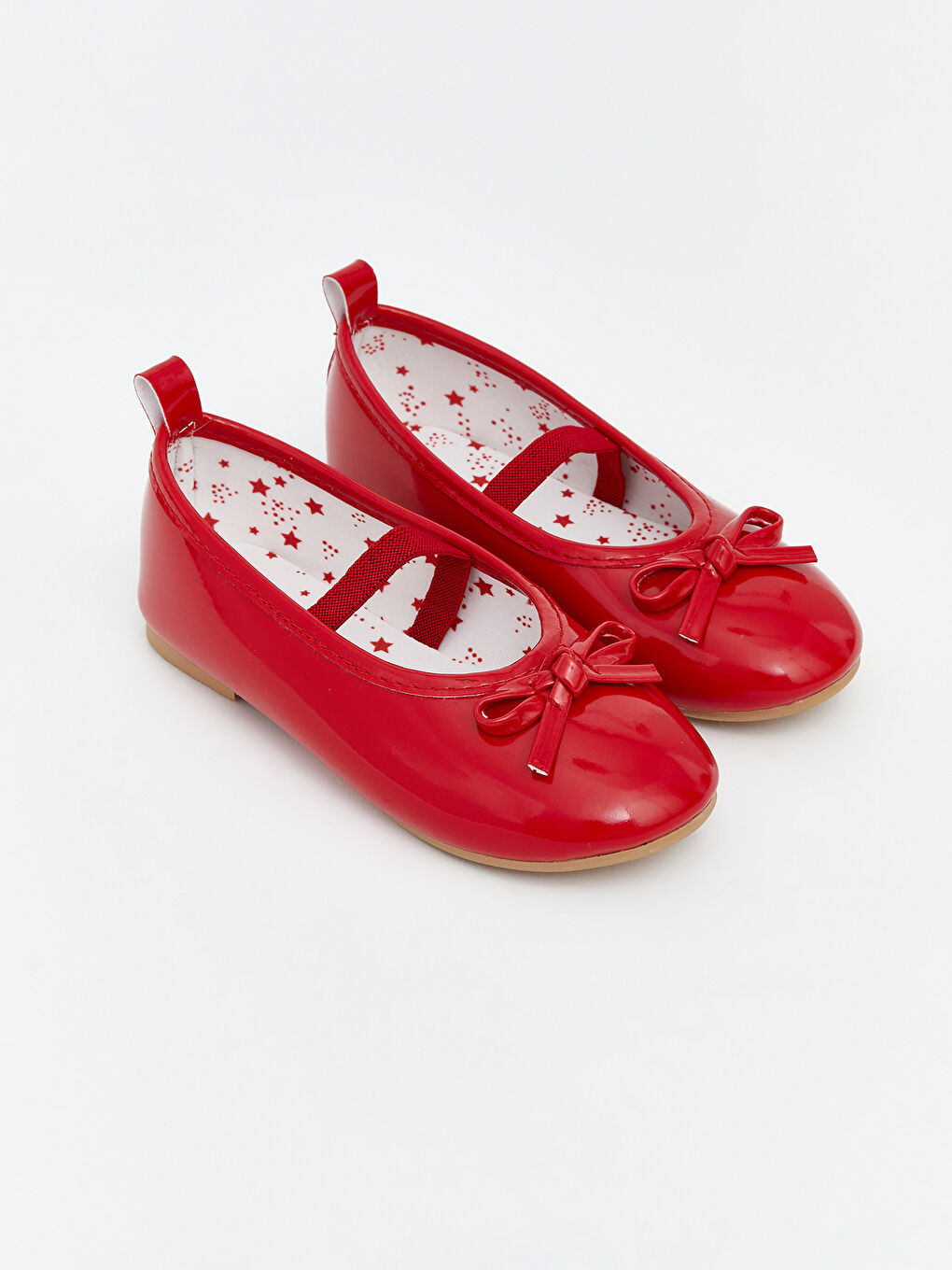 Kırmızı Fiyonk Baskılı Kız Çocuk Babet