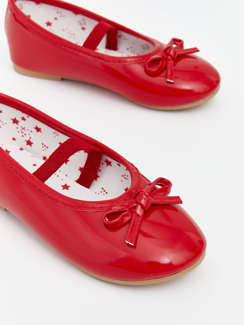 Kırmızı Fiyonk Baskılı Kız Çocuk Babet-2