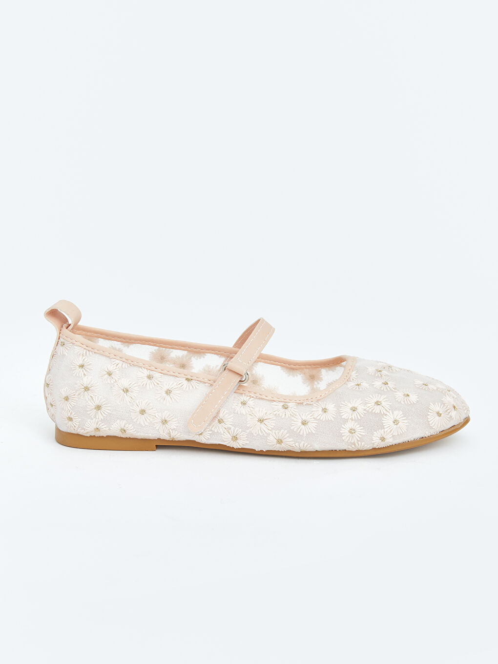 Pembe Çiçekli Kız Çocuk Babet-1