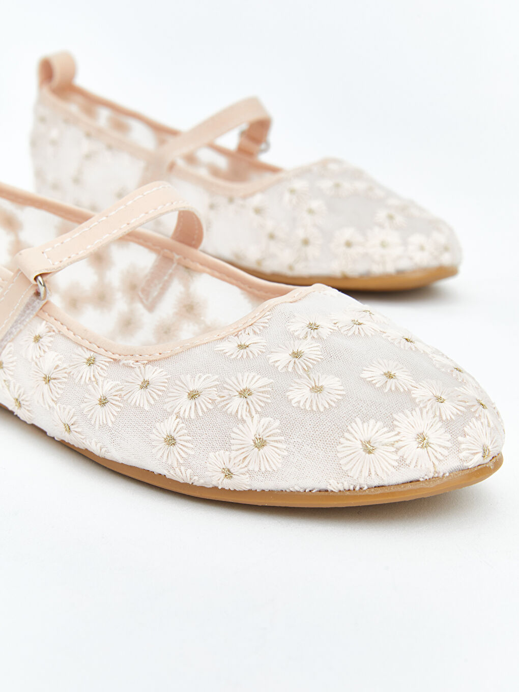 Pembe Çiçekli Kız Çocuk Babet-2