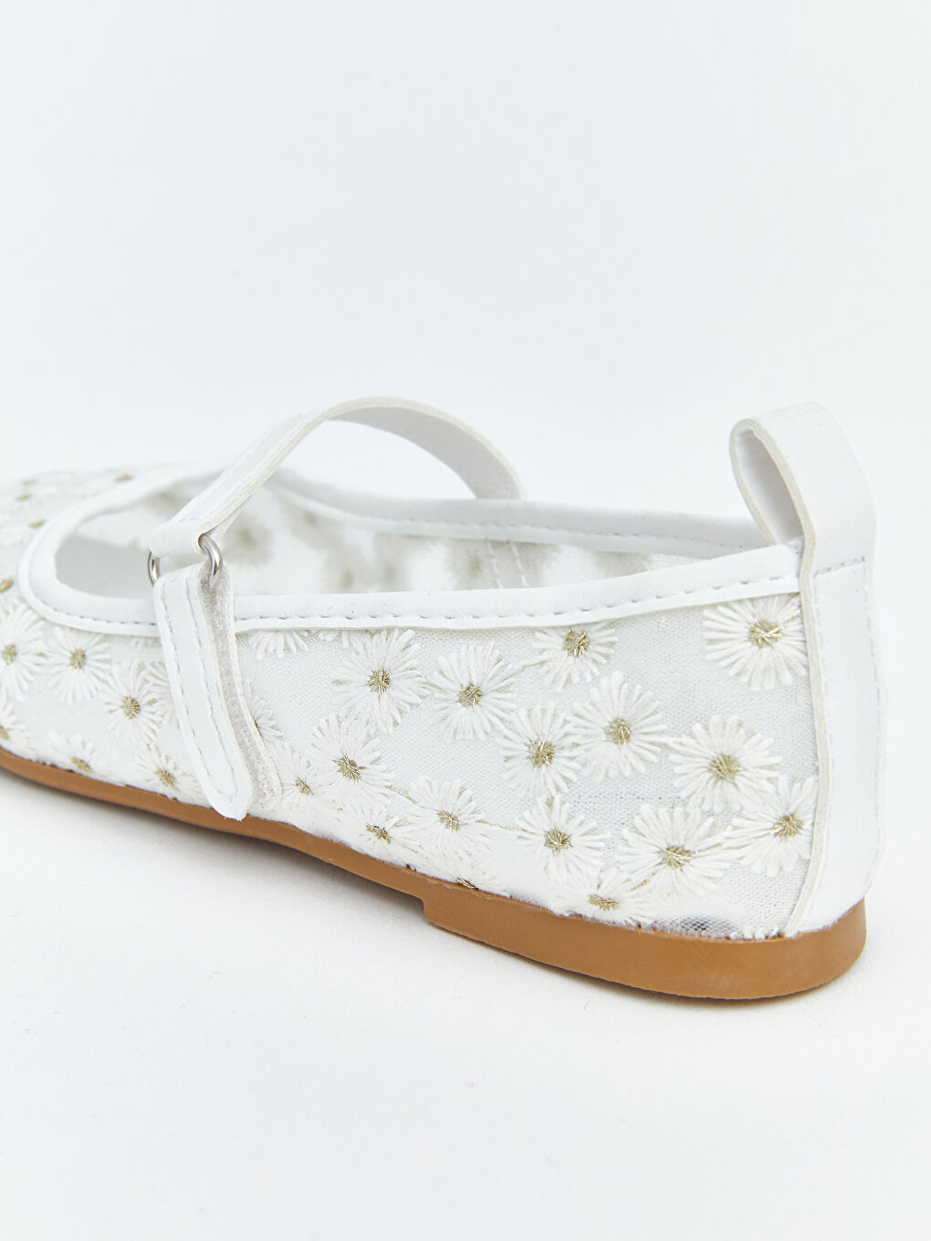 Beyaz Çiçekli Kız Çocuk Babet -4