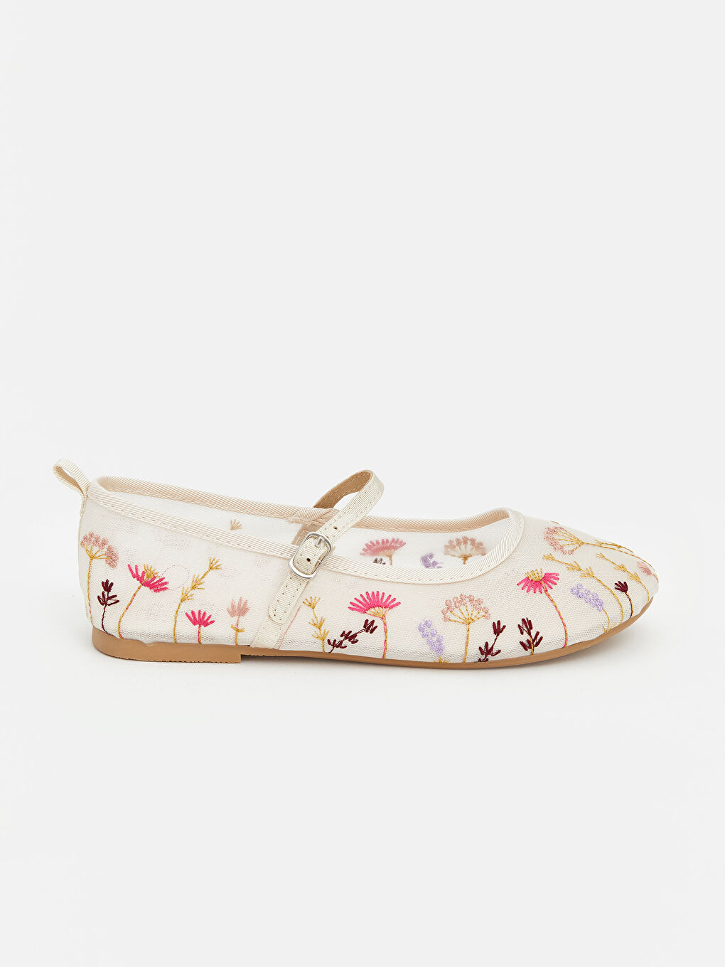 Bej Çiçekli Kız Çocuk Babet-1