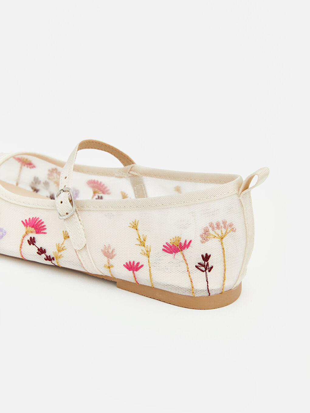 Bej Çiçekli Kız Çocuk Babet-4