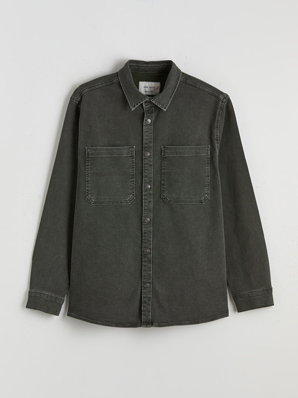 Haki Rahat Kalıp Erkek Jean Gömlek-4