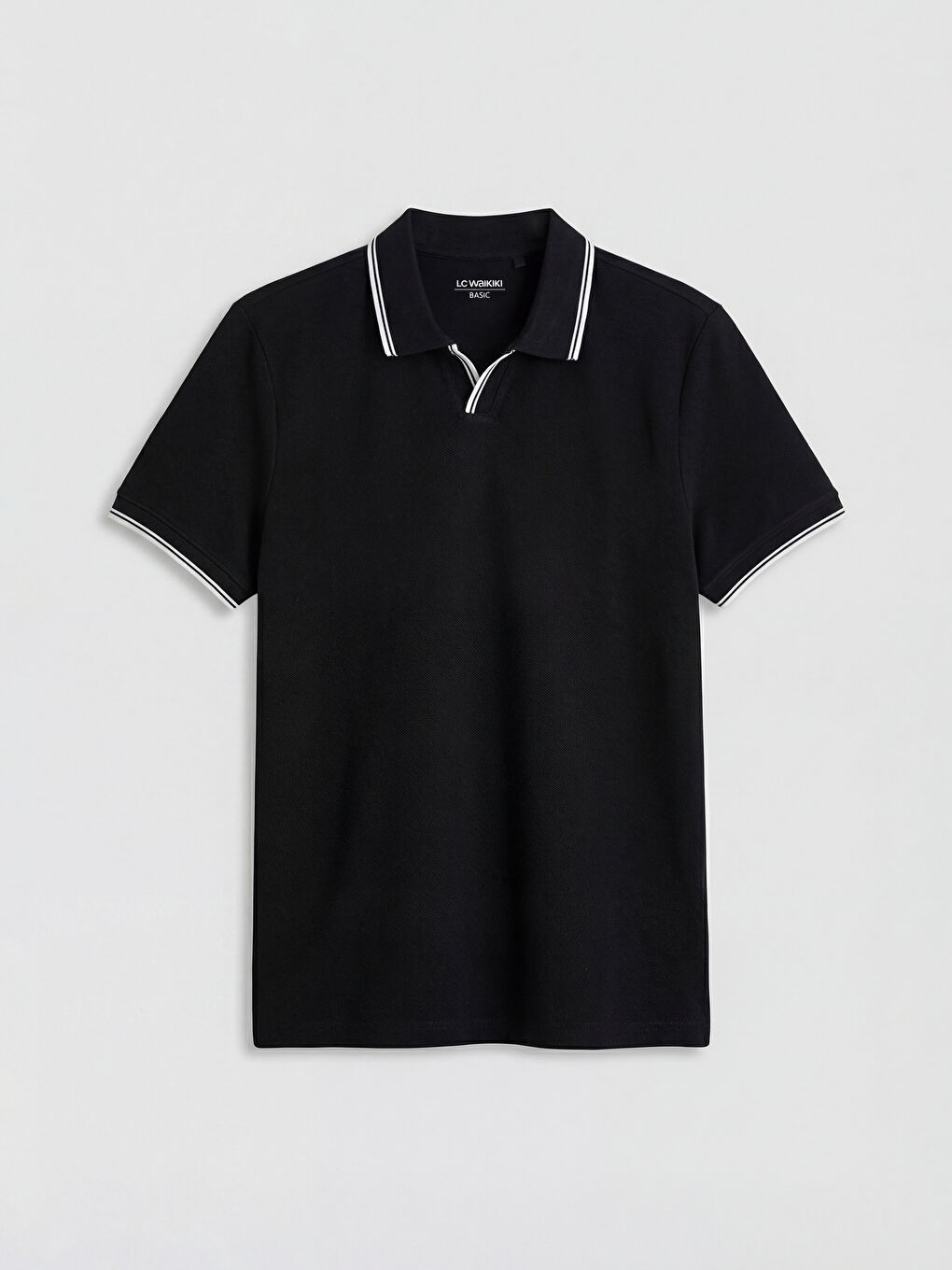 Siyah Polo Yaka Pike Erkek Tişört-4