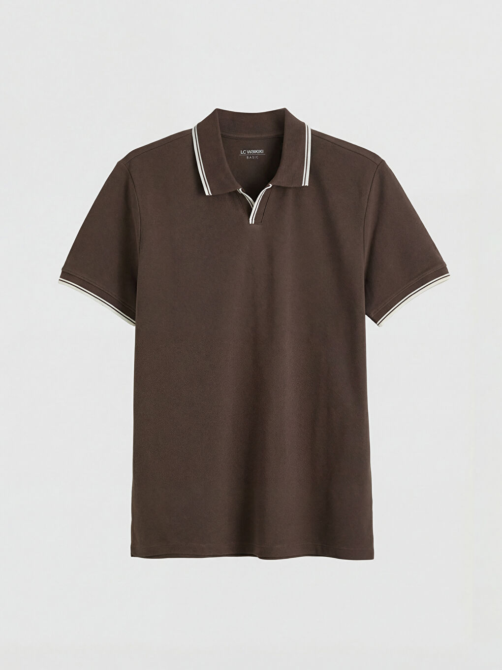 Kahverengi Polo Yaka Pike Erkek Tişört-4