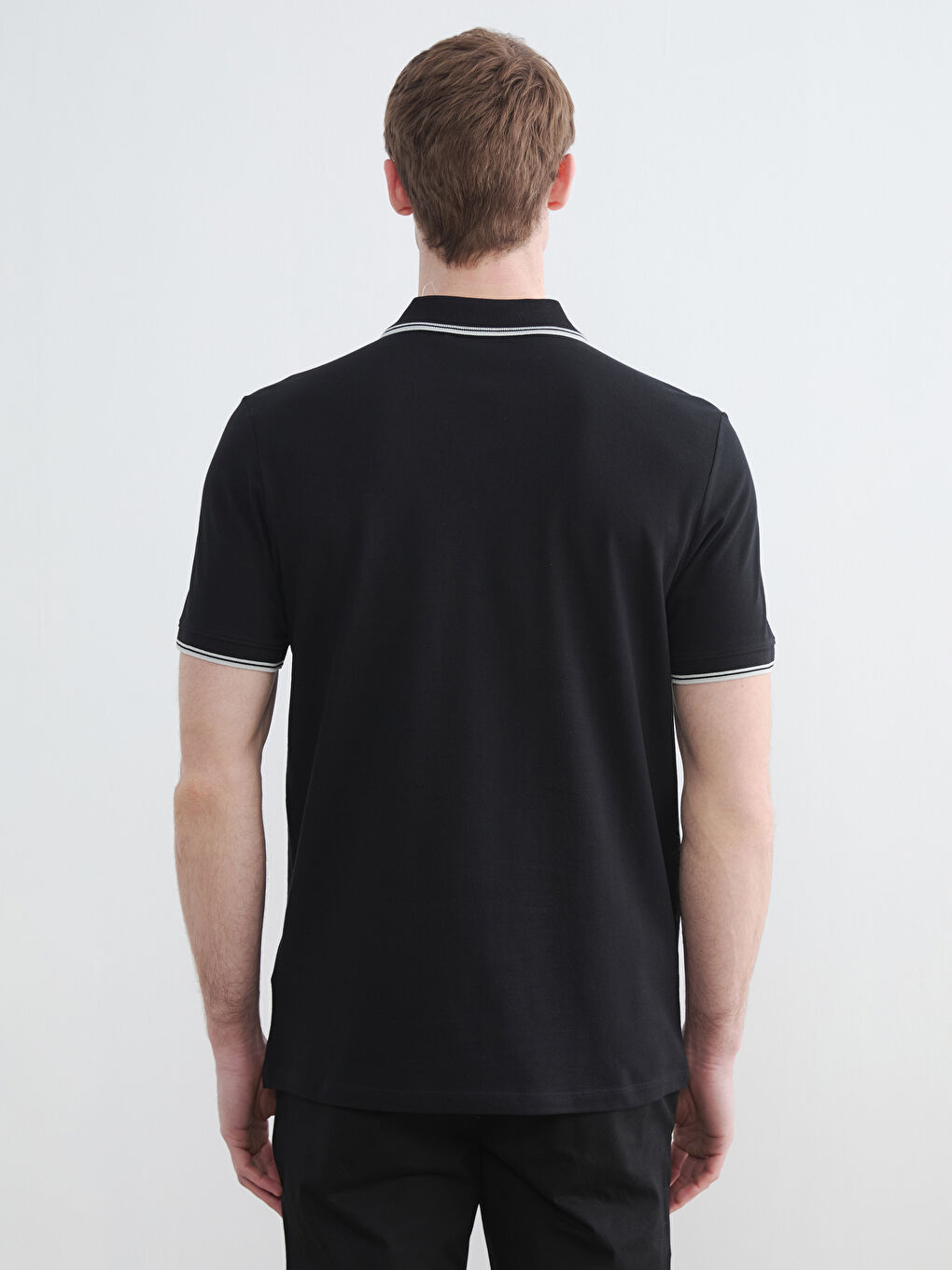 Siyah Polo Yaka Pike Erkek Tişört-3