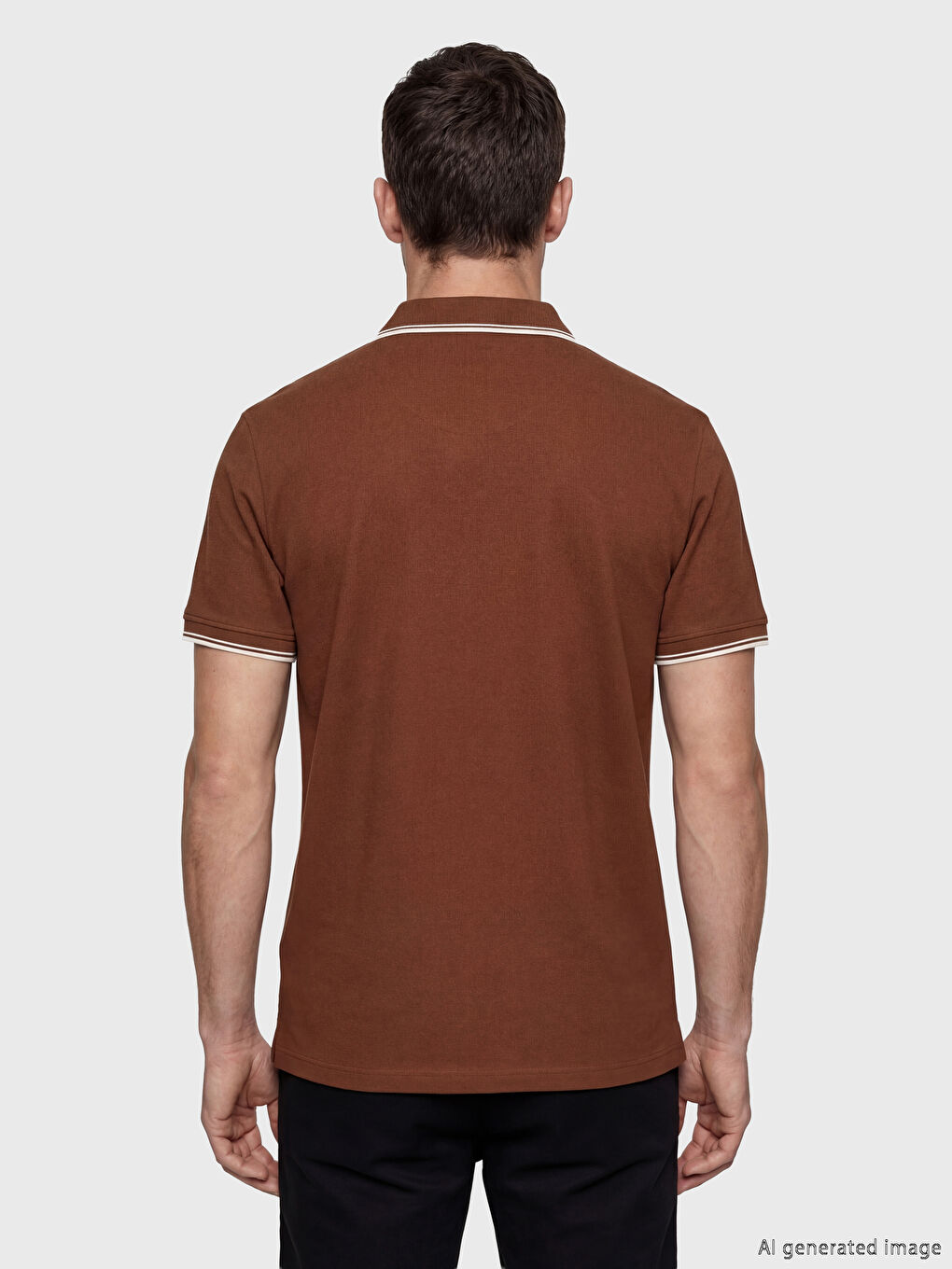 Kahverengi Polo Yaka Pike Erkek Tişört-3