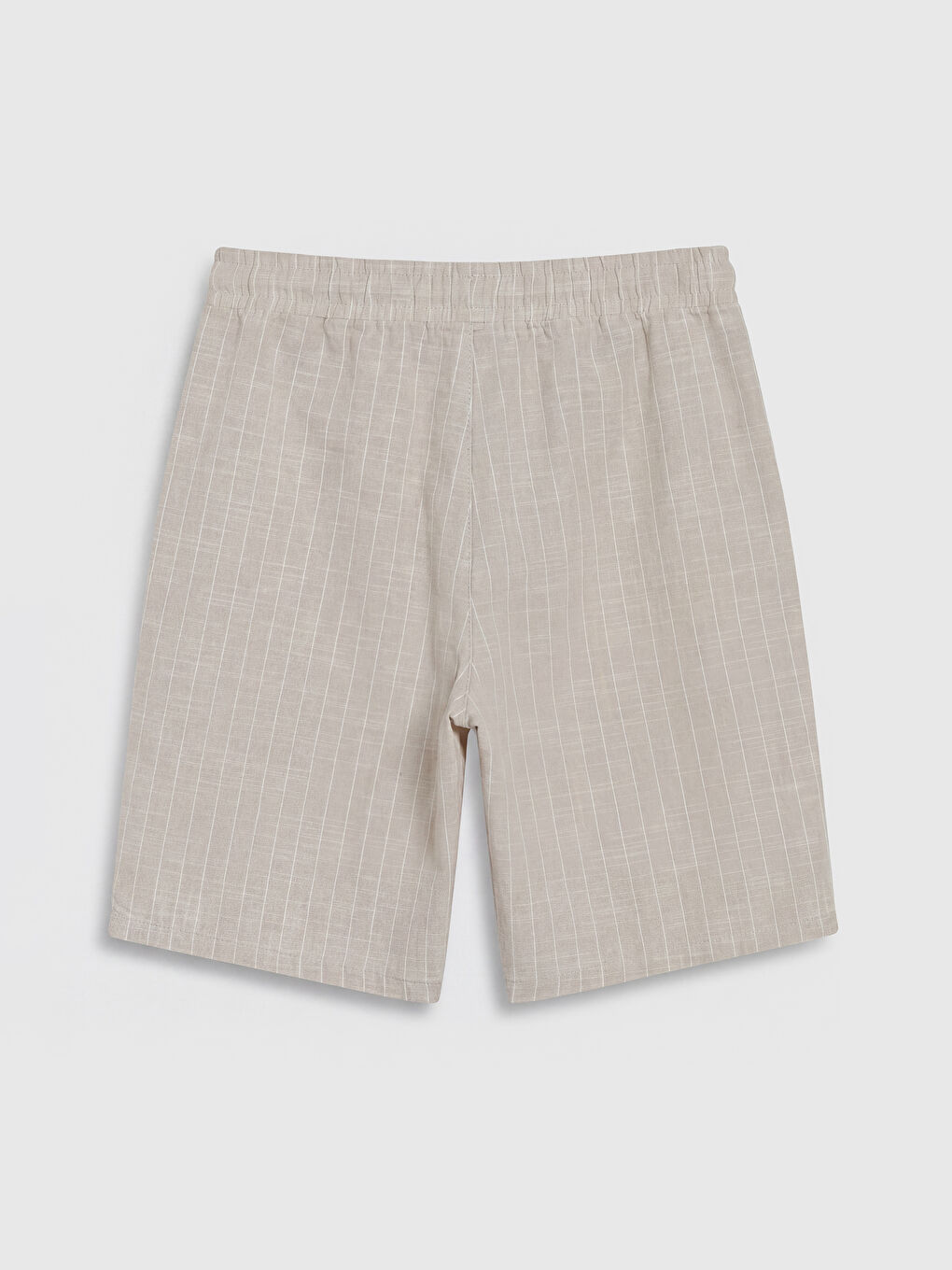Bej Çizgili Erkek Çocuk Poplin Şort-1