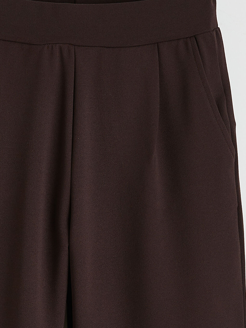Kahverengi Beli Lastikli Loose Fit Kadın Pantolon-1